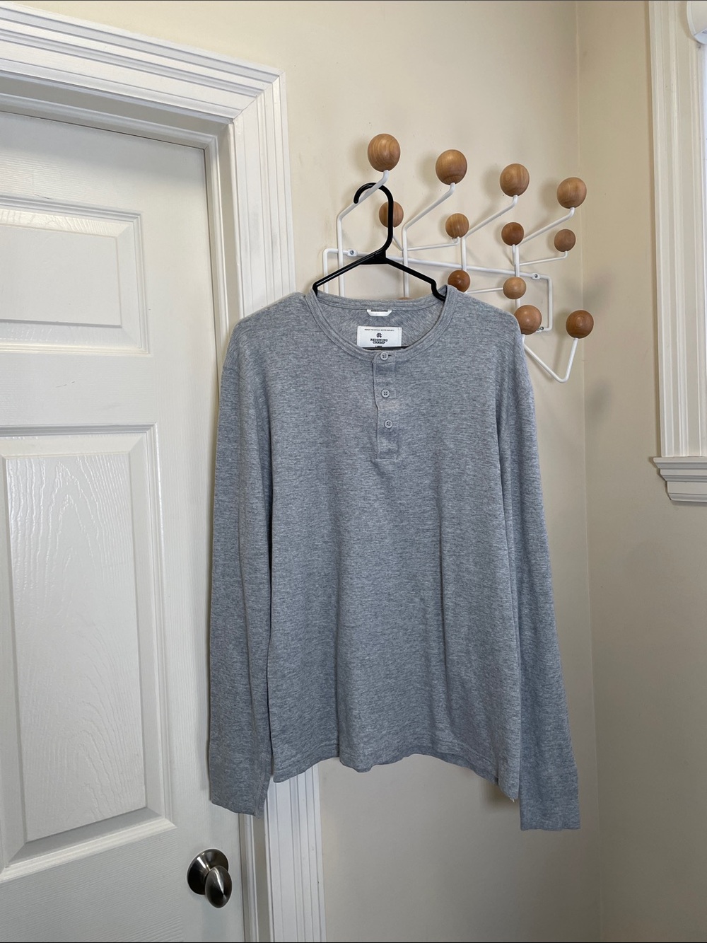 Reigning Champ - Classic Long Sleeve Henley Shirt - Grey - Large